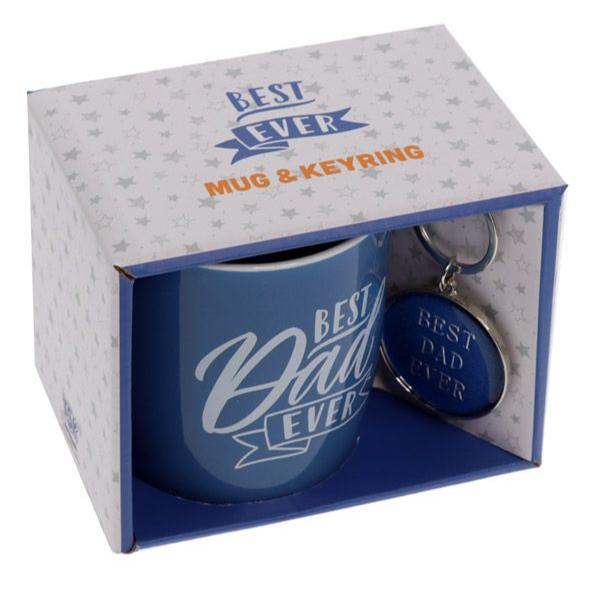 Blue Best Dad Ever Mug & Keyring Set Gift Box