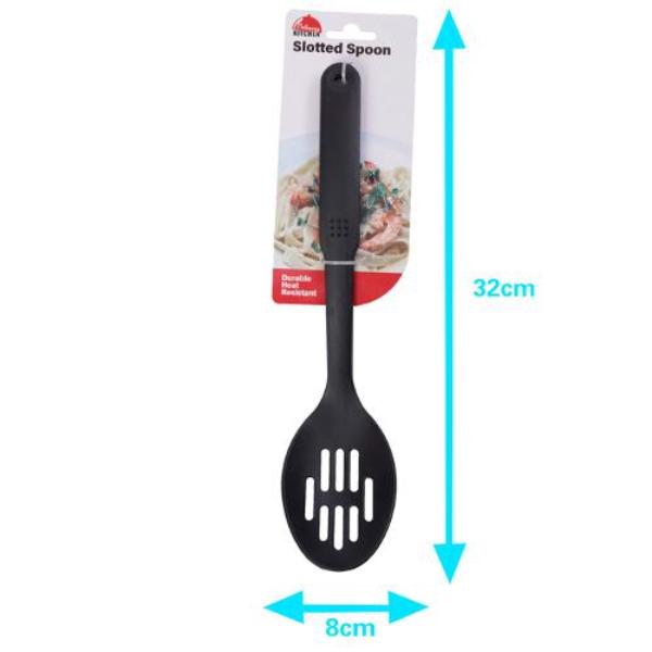 Black Nylon Slotted Spoon - 8cm x 32cm