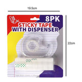 Load image into Gallery viewer, 8 Pack Sticky Tape With Dispenser - 12m

