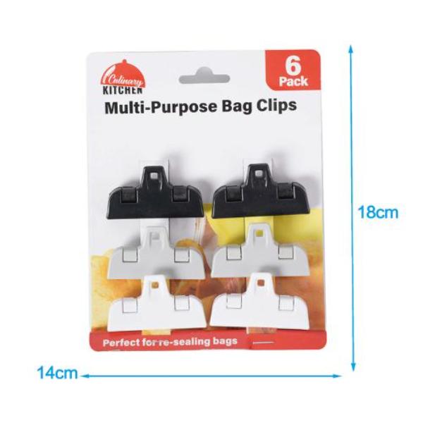 6 Pack Multi Purpose Bag Clips - 10cm x 3cm