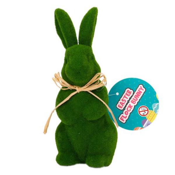 Green Easter Flock Bunny - 12cm x 8cm x 19cm