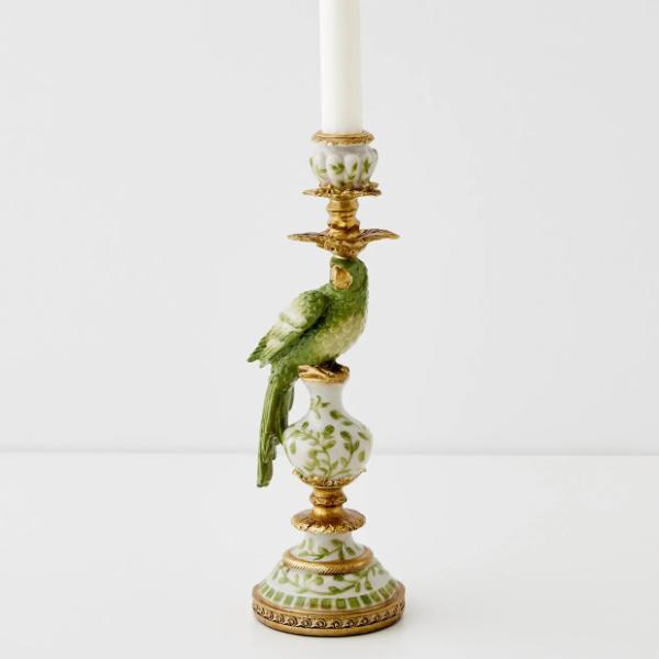 Green Polly Parrot Resin Candle Holder - 9cm x 28cm