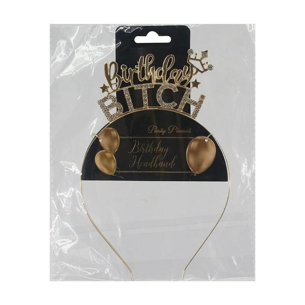 Gold Birthday Bitch Headband