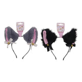 Load image into Gallery viewer, Grey Or Black Furry Cat Ear Headband
