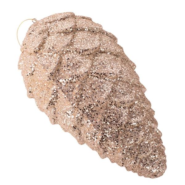 Champagne Glitter Pinecone Poly Foam Hanging Ornament - 28cm