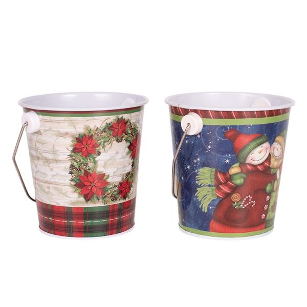 Metal Christmas Buckets - 10cm x 10cm x 8cm