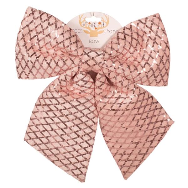 Pink Velour Bow With Sequin Details - 30cm x 35cm