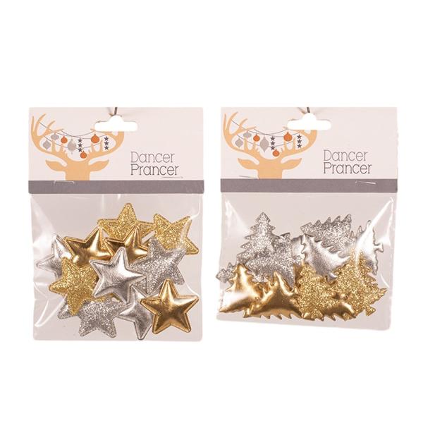 16 Pack Die Cut Star & Tree Shape With Stickers