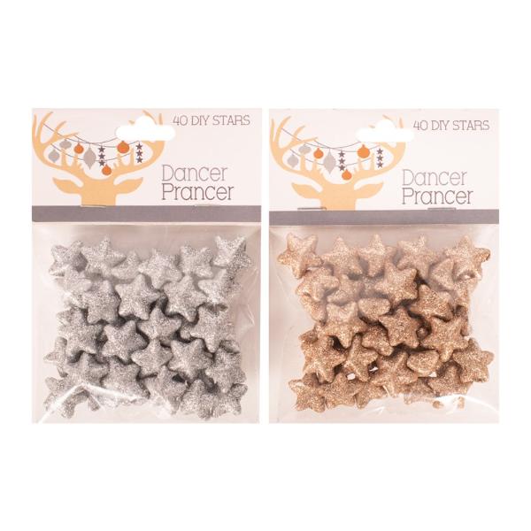 40 Pack Champagne & Silver Stars - 2cm