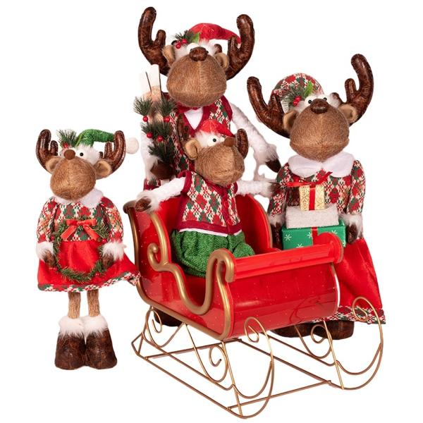 5 Pack Musical Christmas Mouse Family In Sleigh