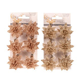 Load image into Gallery viewer, 6 Pack Rose Gold &amp; Champagne Poinsettia Flower With Clip - 5cm

