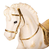 Load image into Gallery viewer, Deluxe Gold &amp; Polyresin Christmas Rocking Horse With White Gift - 74.5cm x 20cm x 61cm
