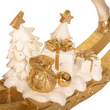 Load image into Gallery viewer, Deluxe Gold &amp; Polyresin Christmas Rocking Horse With White Gift - 74.5cm x 20cm x 61cm
