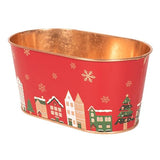 Load image into Gallery viewer, Metal With Christmas Houses Detail Planter - 19.5cm x 11.5cm x 9.5cm
