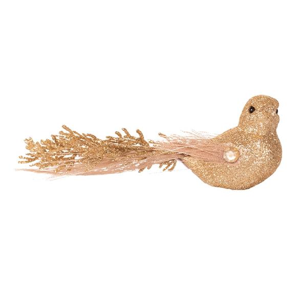 Champagne Or Rose Gold Bird With Clip - 14cm x 7cm x 5cm