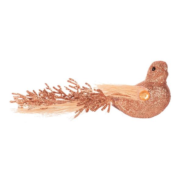 Champagne Or Rose Gold Bird With Clip - 14cm x 7cm x 5cm