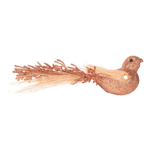 Champagne Or Rose Gold Bird With Clip - 14cm x 7cm x 5cm