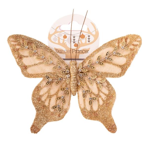 Champagne Butterfly With Clip - 14cm x 12cm