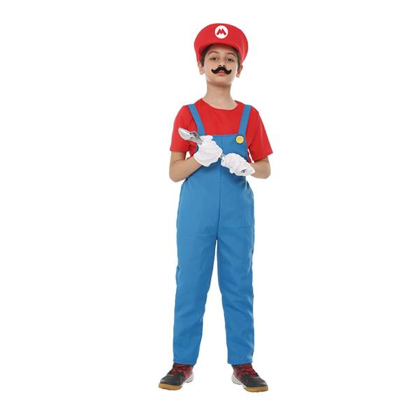 Red Super Plumber Boys Costume - 11 - 12 Years