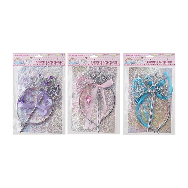 3 Pack Princess Tiara Wand & Necklace
