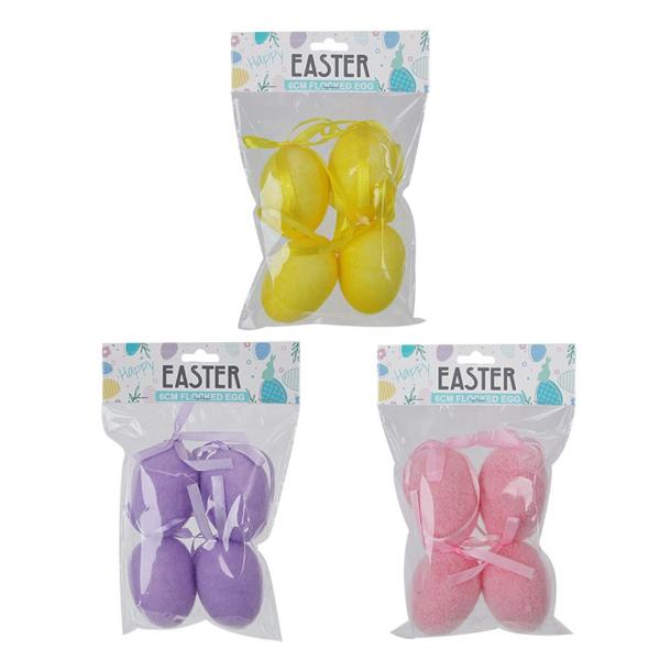 4 Pack Flocked Eggs - 6cm