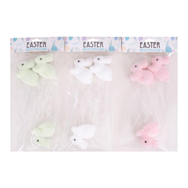 3 Pack Flocked Bunny Pick - 17.5cm