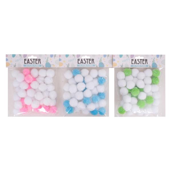 30 Pack Assorted Pom poms - 2.5cm