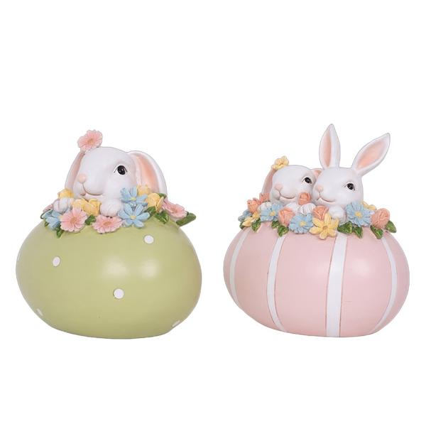 Polyresin Egg With Bunny - 15cm x 10.5cm x 15.3cm