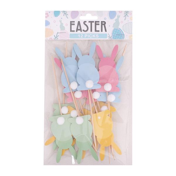 12 Pack Easter Bunny Picks - 3cm x 6cm