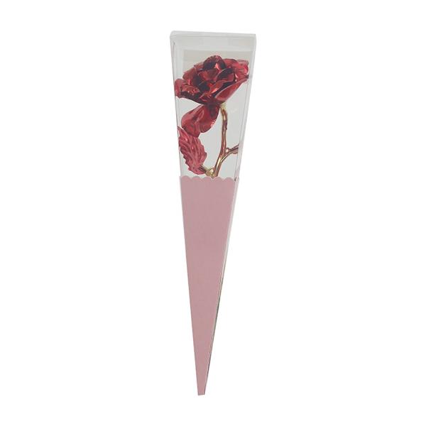 Red Foil Rose In Pic Packaging - 30cm