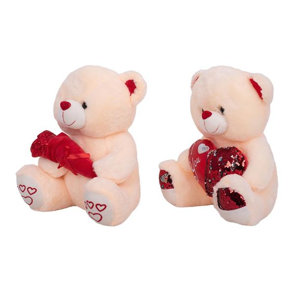 Assorted Heart & Rose Plush Bear - 40cm