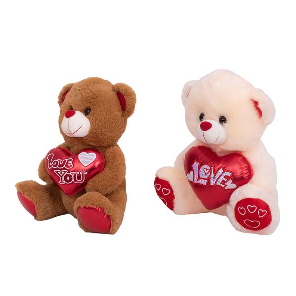 Assorted Love Heart Plush Bear - 30cm