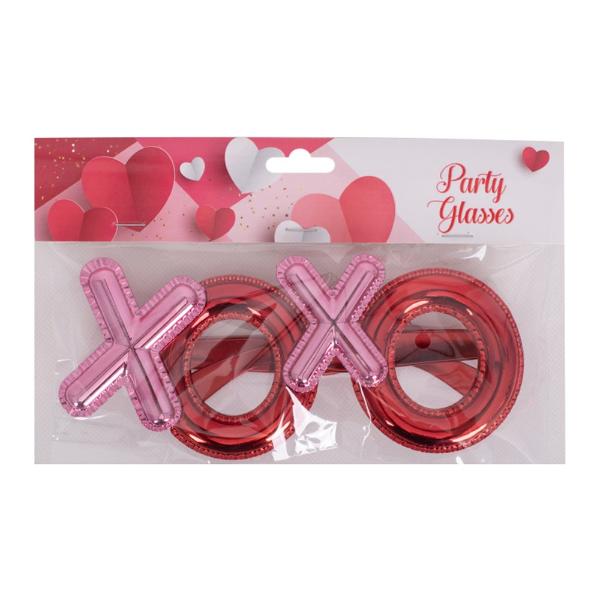 Red & Pink Metallic Xoxo Glasses