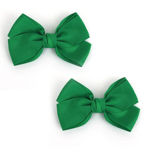 2 Pack Green Hair Clip Bow