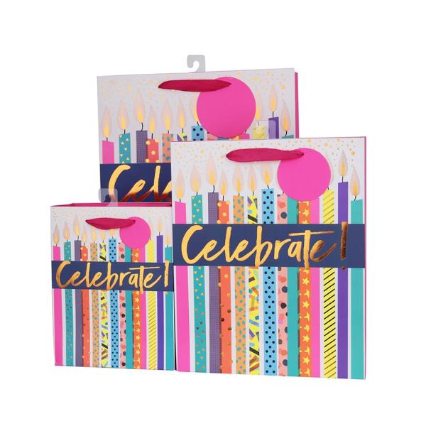 Large Birthday Candles Gift Bag - 26cm x 32cm x 12cm