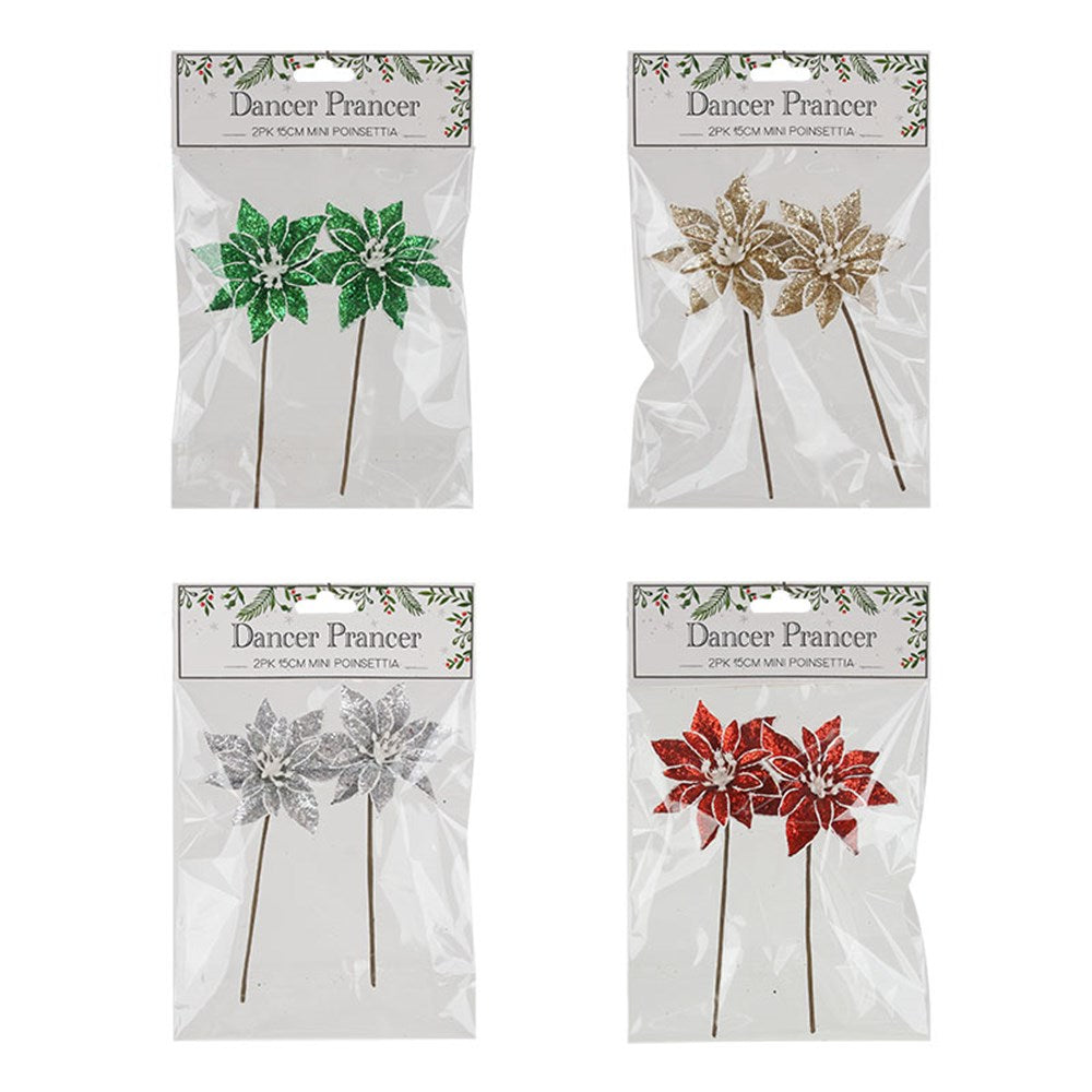2 Pack Mini Poinsettia - 15cm