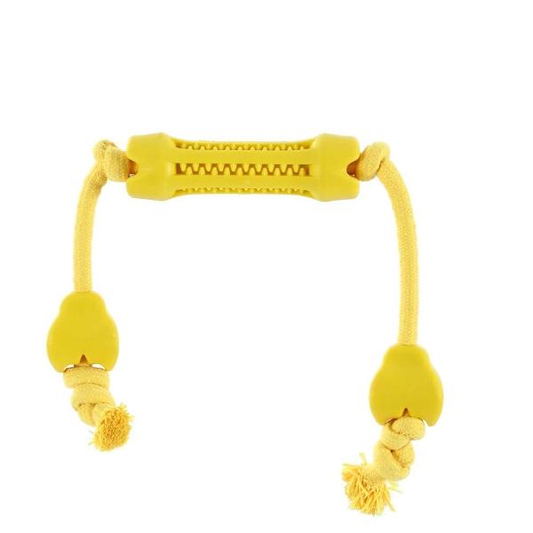 Paws & Claws Yellow Beef Flavour Double Rubber Tugger Dog Toy - 65cm