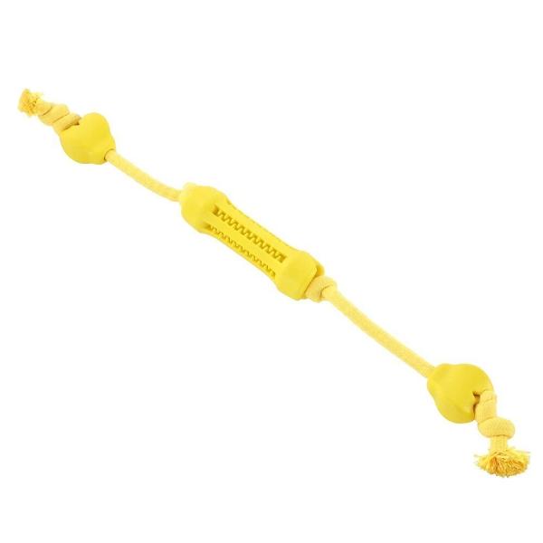 Paws & Claws Yellow Beef Flavour Double Rubber Tugger Dog Toy - 65cm