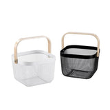 Load image into Gallery viewer, Birch Wood Handle Mesh Storage Basket - 25cm x 25cm x 17cm
