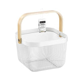 Load image into Gallery viewer, Birch Wood Handle White Mesh Storage Basket - 25cm x 25cm x 17cm
