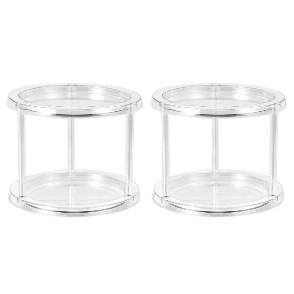 2 Pack Clear Crystal 2 Tier Turnable Organiser - 24.5cm