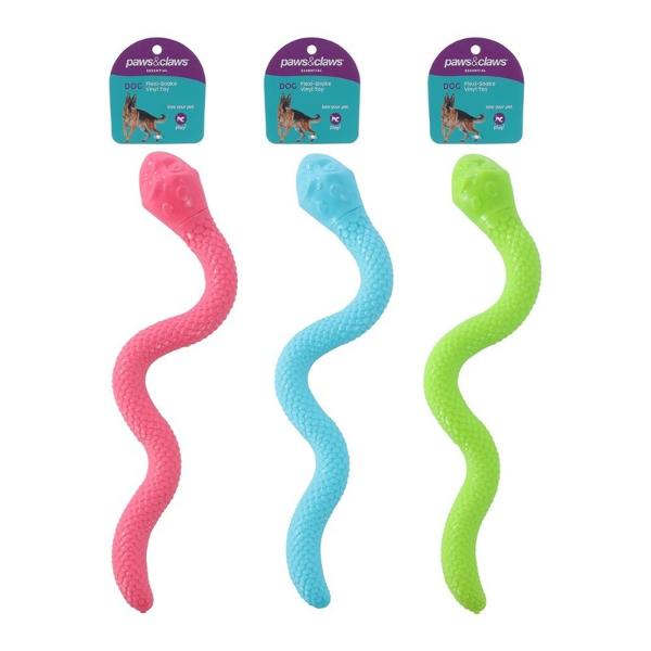 Paws & Claws Vinyl Flexi Snake Animal Play Fun Pet Toy - 41cm