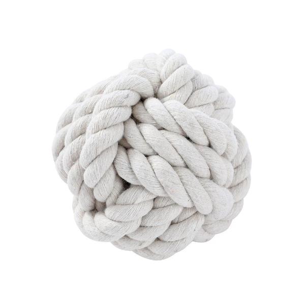 Paws & Claws Eco White Rope Knotted Ball Dog Chew Toy - 7.5cm