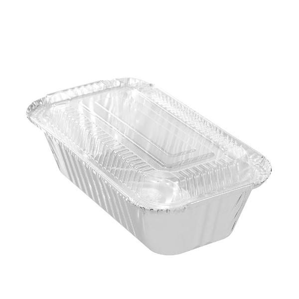 10 Pack Lemon & Lime Rectangle Baking Foil Tray With Clear Lid - 20cm x 5cm