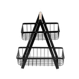 Load image into Gallery viewer, 2 Tier Black Wire Wood Handle Bench Top Stand - 27cm x 18cm x 29cm
