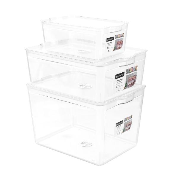 Large Boxsweden Crystal Reno Storage Box With Clear Lid - 37.5cm x 23cm