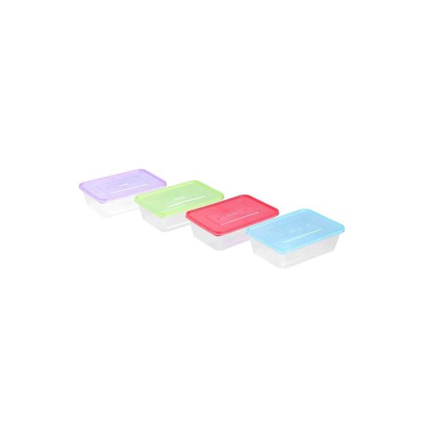 20 Pack Lemon & Lime Reusable Rectangular Food Container With Coloured Lids - 750ml