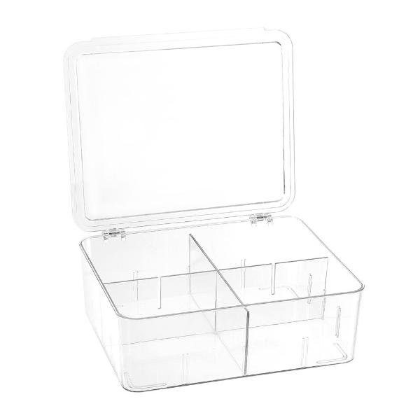 Boxsweden Crystal Hinged 4 Compartment Container - 30.5cm x 25.5cm x 10cm