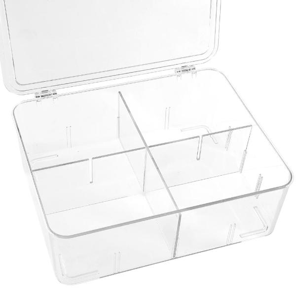 Boxsweden Crystal Hinged 4 Compartment Container - 30.5cm x 25.5cm x 10cm