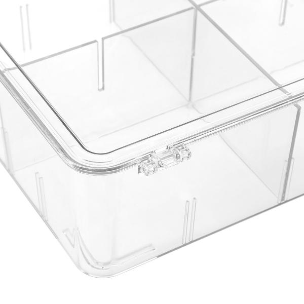 Boxsweden Crystal Hinged 4 Compartment Container - 30.5cm x 25.5cm x 10cm